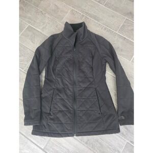 The North Face Womens Knit Stitch Fleece Jacket‎ Black Full Zip Quilted Coat M
